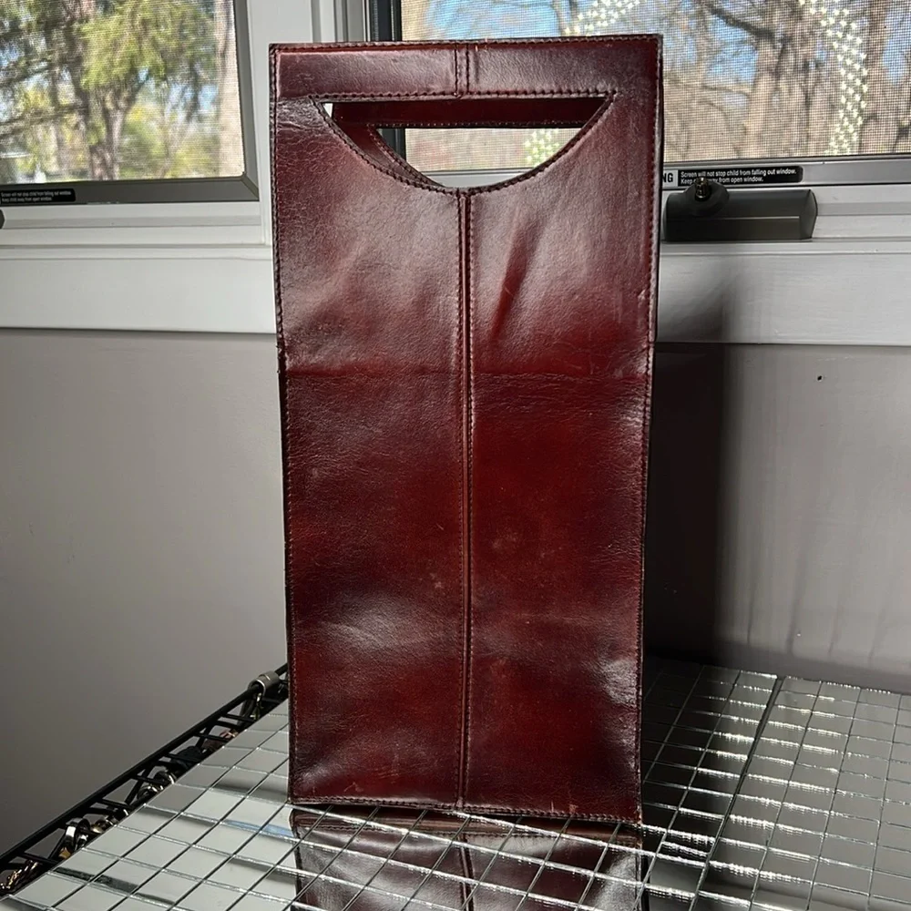Tall Leather Wine Bag